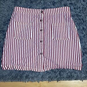 red and white striped skirt